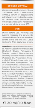 Tył opakowania korygująco-rozjaśniającego serum Bielenda Skin Clinic, z instrukcjami użycia i składem, 30 ml.