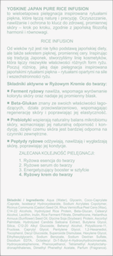 YOSKINE Japan Pure Rice Infusion,krem do twarzy, ryżowy, nawilżający i wygładzający,lewa