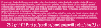 Waterdrop malina i kwiat bzu, tył opakowania z wagą 25,2g i informacjami o 12 porcjach na różowym tle.