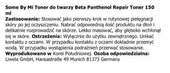 SOME BY MI Beta Panthenol ,tonik do twarzy, nawilżający,lewa