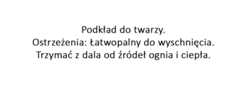 Polskie ostrzeżenie dla podkładu do twarzy: łatwopalny, trzymać z dala od ognia i ciepła, na białym tle.