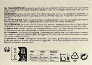 Anua Heartleaf 70% Intense Calming Cream, tył opakowania z wielojęzycznymi ostrzeżeniami i symbolami recyklingu.