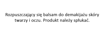 Czarny tekst na białym tle opisujący Erborian Centella Cleansing Balm: balsam do demakijażu twarzy i oczu, do spłukania.