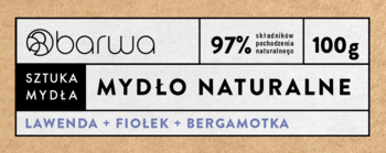 BARWA Sztuka Mydła ,mydło w kostce, Lawenda, Fiołek, Bergamotka,lewa