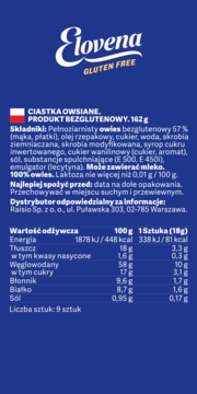 ELOVENA ,ciastka owsiane, bezglutenowe,lewa