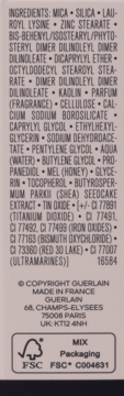 Tył opakowania pudru Guerlain Terracotta Light: lista składników, adres producenta i logo FSC.