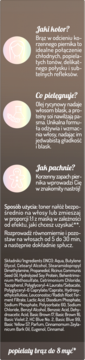 Etykieta tonera OnlyBio Piernikowy Brąz. Widoczne informacje o kolorze, pielęgnacji, zapachu i składnikach.