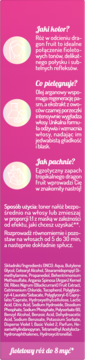 Różowa etykieta tonera OnlyBio Dragon Fruit z polskim opisem produktu, sposobem użycia i składnikami.