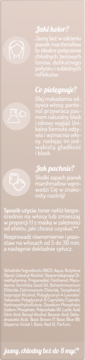 Tył opakowania toneru OnlyBio Marshmallow Blonde z jasnym, białym tekstem o kolorze, działaniu i składnikach.