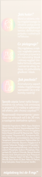 Panel informacyjny Toner do włosów OnlyBio Mleko Migdałowe: kolor, pielęgnacja, zapach, z gradientowymi ikonami.
