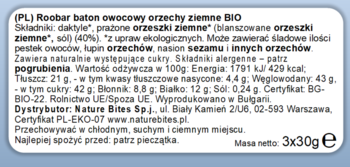 ROOBAR ,baton owocowy, orzechy ziemne, Bio,lewa