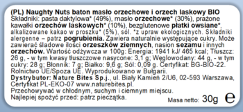 NAUGHTY NUTS ,baton, masło orzechowe, orzech laskowy, Bio,lewa
