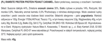 RAWBITE Protein ,baton proteinowy, owocowy z orzechami i karmelem,lewa