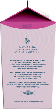 MŁYN MAZURKI ,mąka pszenna, tortowa, kraftowa, typ 450,lewa