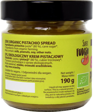 SUPER FUDGIO ,krem pistacjowy, Bio,lewa