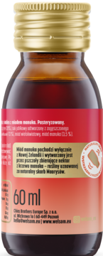 WELSOM Ginger Shot ,napój typu shot, Miód manuka, Cytryna,lewa