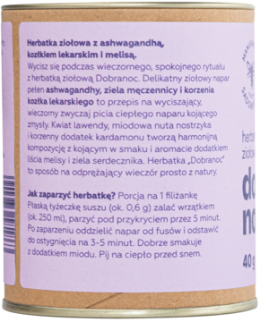 MANUFAKTURA RODZINY SADOWSKICH ,herbatka ziołowa, Dobranoc,lewa