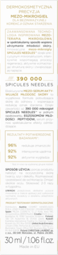 Białe opakowanie serum przeciwzmarszczkowego z 390 000 mikroigieł, widok przodu, złotobrązowy napis, 30 ml.