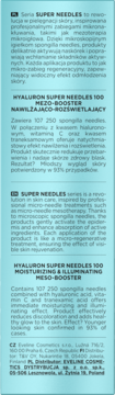 EVELINE COSMETICS Hyaluron Super Needles 100,mezo-booster do twarzy, nawilżająco-rozświetlający,lewa