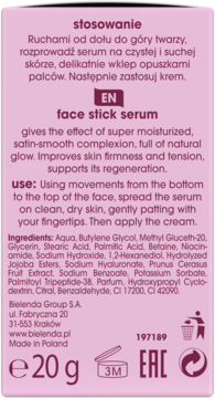 Tył różowego opakowania serum Bielenda Cherry Plump w sztyfcie, z instrukcją użycia i listą składników.