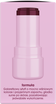 Bielenda Cherry Plump: różowy żelowy sztyft serum pod oczy z wiśniową końcówką, gładkie wykończenie, front.