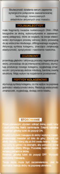 Tył Dermika Imperial Serum Masażer. Składniki aktywne: polinukleotydy, egzosomy, peptydy kolagenowe i opis użycia produktu.