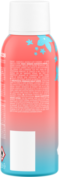 Tył dwukolorowego dezodorantu w sprayu adidas Vibes Happy Feels jaśmin-grejpfrut, z instrukcjami i symbolem zagrożenia.