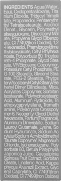 TIRTIR Mask Fit Aura Cushion Mini, lista składników produktu, biały tekst na szarym tle. Widok z tyłu.