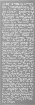 Tył opakowania podkładu TIRTIR Mask Fit Aura Cushion Mini, szczegółowa lista składników INCI.