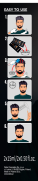 Cameleo MEN Hair Color: 6-step pictorial instructions for men's hair and beard dye, showing application process.