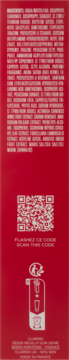 Czerwony tył opakowania Clarins Skin Illusion Tinted Moisturizer z listą składników i kodem QR.