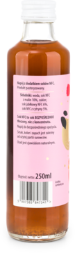 Tylna etykieta lemoniady Polska Róża, 250ml, sok NFC malina cytryna, widoczne składniki.
