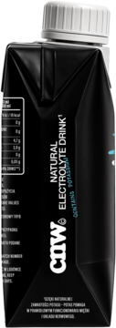 Coco not water CDW, naturalny elektrolit z potasem 330ml. Czarny karton, widok z boku, info o wartościach.