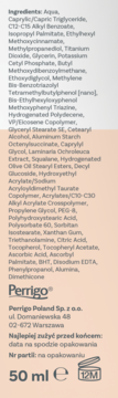 Tył opakowania nawilżającego kremu Iwostin SOLECRIN SPF 50+ z listą składników i danymi producenta.