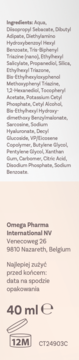 Tył opakowania IWOSTIN SOLECRIN Ultralekki Fluid SPF 50+ z pełnym składem, danymi producenta i objętością 40ml.