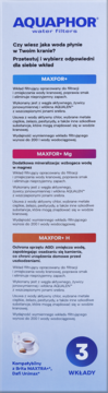 Aquaphor water filters info banner, 3-pack with MAXFOR+, MAXFOR+ Mg, MAXFOR+ H cartridges, for clean tap water.