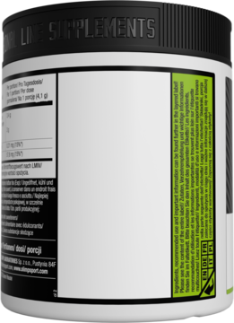 Tył białego opakowania Olimp Rocky Athletes Creatine smak cytrusowej lemoniady, z zieloną etykietą i składem.