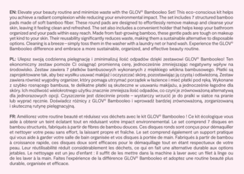 GLOV Bambooleo Set: 7 miękkich, bambusowych padów i stojak, widok zestawu do demakijażu.