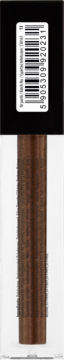 Brązowa kredka do oczu w białym opakowaniu, widok pionowy, z kodem kreskowym na czarnym tle u góry.