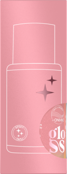 Różowy olejek do włosów Hair in Balance Gloss, butelka z błyszczącą etykietą i efektem iskrzenia.