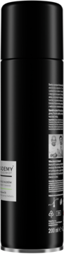 Czarny szampon JOEM w cylindrycznej puszce 200 ml, widok z boku, z zielonym podkreśleniem i ikonami recyklingu.