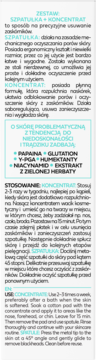 Etykieta zestawu SZPATULKA + KONCENTRAT do cery problematycznej. Opisuje użycie i składniki aktywne.