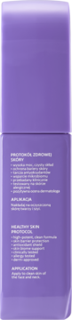 Fioletowa butelka kremu peptydowego Coda Lab No Gravity, widok z tyłu z instrukcjami 'Healthy Skin Protocol'.