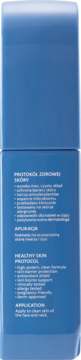 Tylna strona niebieskiego opakowania kremu nawilżającego Coda Lab WATER BANK, z protokołem zdrowej skóry w PL/EN.