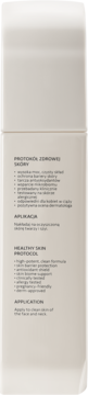 Tył butelki Coda Lab PEPTI-BIOME, serum-lotion rewitalizujące. Widoczny protokół zdrowej skóry.