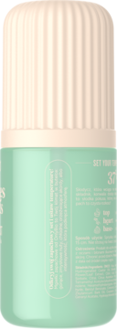 Miętowe opakowanie kosmetyku z beżową, ryflowaną nakrętką, widok z boku z etykietą i numerem 37.