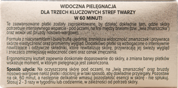 Płatki na zmarszczki, trójdzielne, z niacynamidem i truflą, zbliżenie na polski opis na opakowaniu.