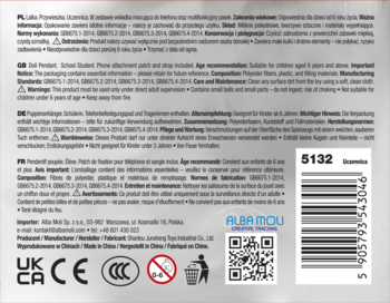 Tył opakowania zawieszki chłopięcej 5132, jasnoszare tło z wielojęzycznymi informacjami i kodem kreskowym.