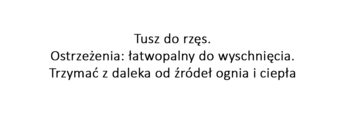 Polski tekst z ostrzeżeniami dla tuszu do rzęs Lancôme Monsieur Big: łatwopalny, trzymać z dala od ognia.