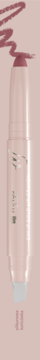 Say It Bold Lip Crayon 04 Dark Nude, kremowa kredka do ust z matowym efektem i śladem koloru na pastelowym tle.